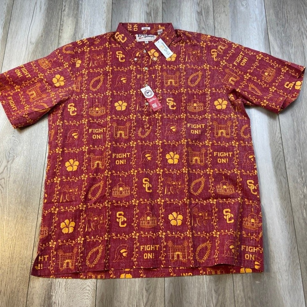 Reyn Spooner USC Trojans Shirt Mens 2XL Red Reverse Pullover Aloha Hawaiian NEW